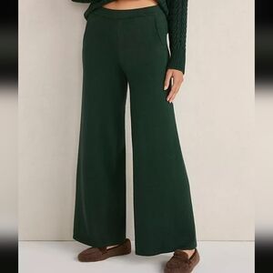 Haven Well Within Organic Cotton Relaxed Wide Leg Lounge Pants Hunter Green XL